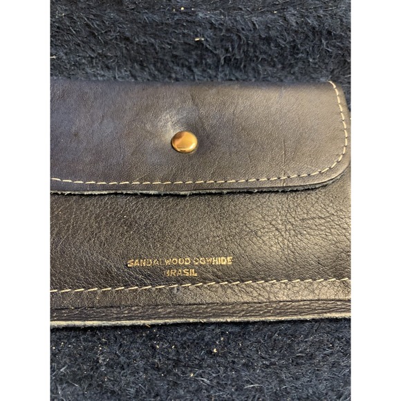 VTG Sandalwood Cowhide Brazil Tooled Navy Blue Leather Trifold Wallet-7x4‎ - Picture 5 of 9